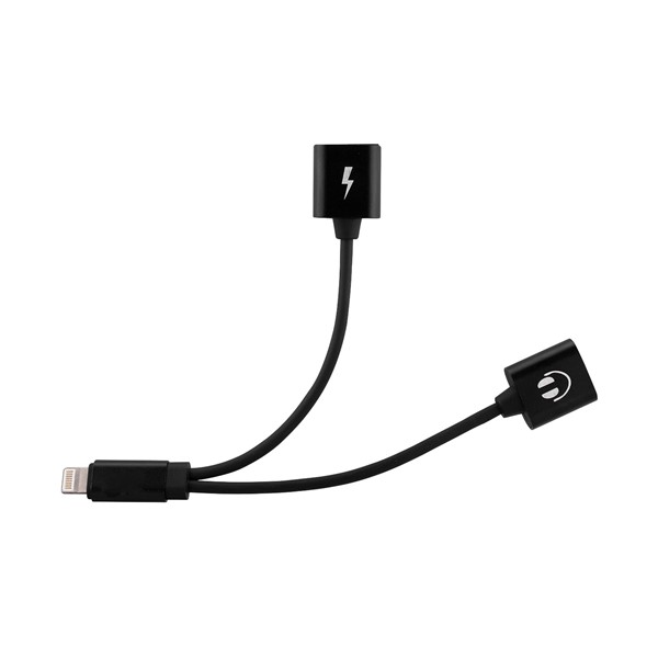 resimler/genel/Hytech HY-XO38 Gümüş 2 in 1 Şarj+Kulaklık Lightning Metal Gövdeli Çevirici Kablo