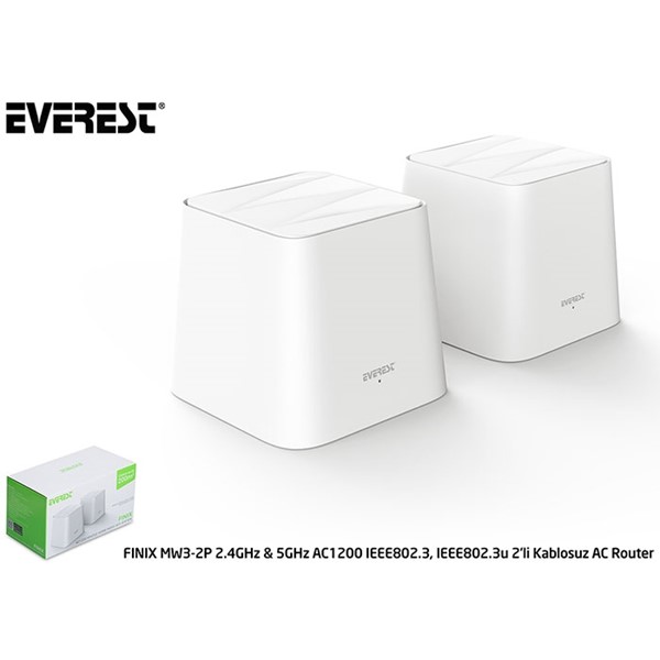 resimler/genel/Everest FINIX MW3-2P AC1200 Dual Band Mesh Kablosuz Router 2-li paket