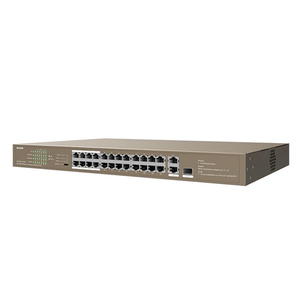 resimler/genel/TENDA 24port 250w FULL PoE TEF1126P-24-250W 10/100/ 2x1000 1X SFP Yönetilemez Switch RackMount