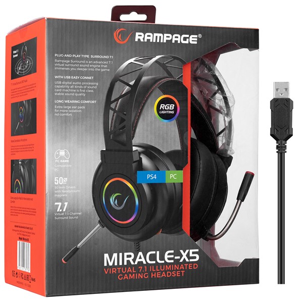 resimler/genel/Rampage Miracle-X5 Siyah RGB Led 7.1 Surround Sound System Mikrofonlu Oyuncu Kulaklığı