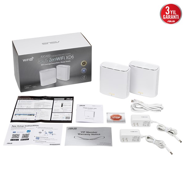 resimler/genel/ASUS ZEN WIFI XD6S-W AX5400 WIFI-6 EV OFİS TİPİ ROUTER BEYAZ 2-li paket