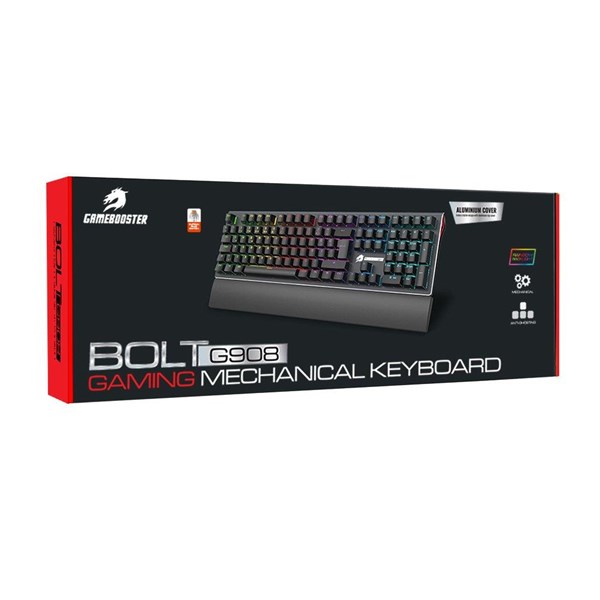 resimler/genel/GameBooster G908 Bolt Rainbow Aydınlatmalı Blue Switch Mekanik Bileklikli Oyun Klavyesi