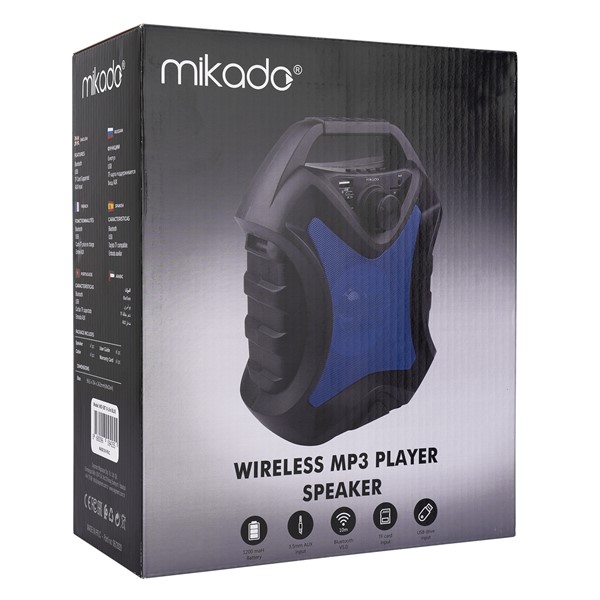 resimler/genel/Mikado MD-5BT X-Life 5W 1200mAh Siyah/Mavi USB/SD Cart/Bluetooth Kablosuz MP3 Oynatıcı Hoparlör