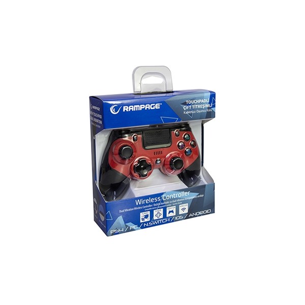 resimler/genel/Snopy Rampage SG-RPS4 PLUS Kırmızı Bluetooth Çift Titreşimli PS4-Gamepad Joypad