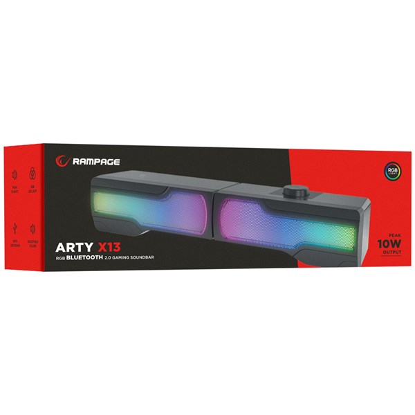 resimler/genel/Rampage Arty X13 2.0 Bluetooth'lu Rms 3W*2 RGB Işıklı Multimedia Usb 5V 45dB Gaming Oyuncu Speaker