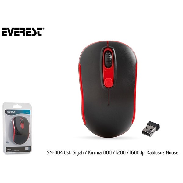 resimler/genel/Everest SM-804 Usb Siyah/Kırmızı 1600dpi Kablosuz Mouse