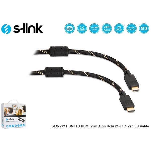 resimler/genel/S-link SLX-277 HDMI TO HDMI 25m Altın Uçlu 24K 1.4 Ver. 3D Kablo