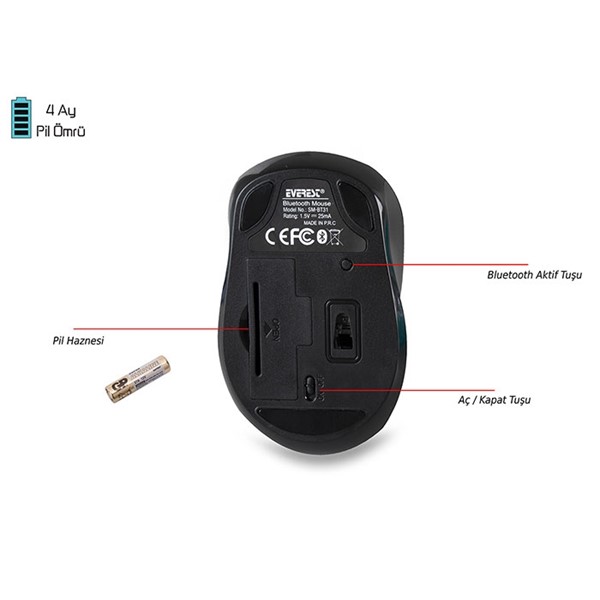 resimler/genel/EVEREST SM-BT31 Kablosuz Notebook Lazer Siyah Mouse