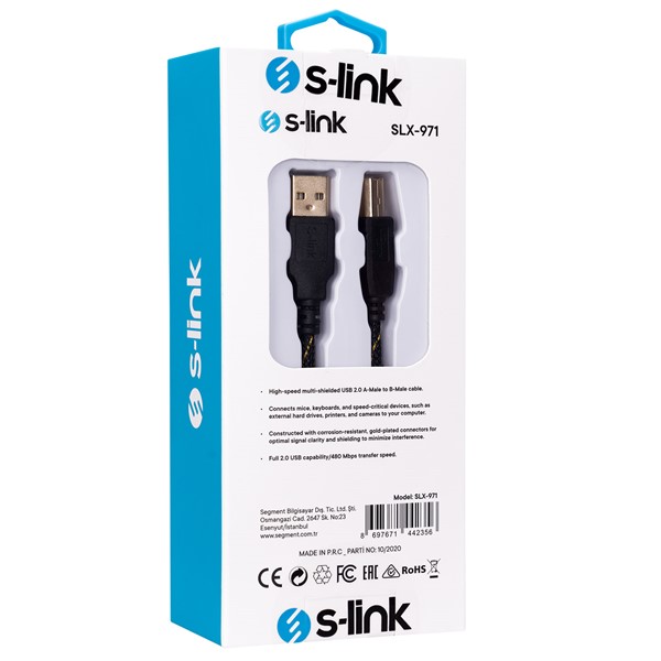 resimler/genel/S-link SLX-971 Usb2.0 3m Gold Kılıflı Yazıcı Kablosu