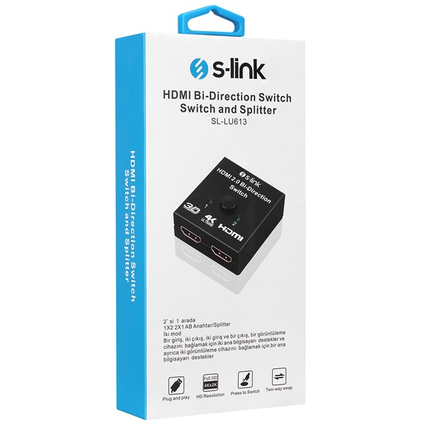 resimler/genel/S-Link SL-LU613 . 2 Port HDMI Çift Yönlü Switch ve Splitter