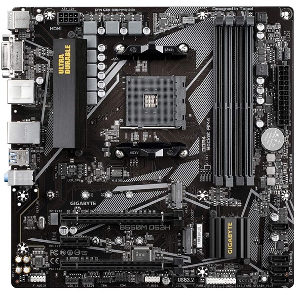 resimler/genel/GIGABYTE B550M-DS3H DDR4 HDMI DVI PCIe 16X v4.0 AM4 mATX