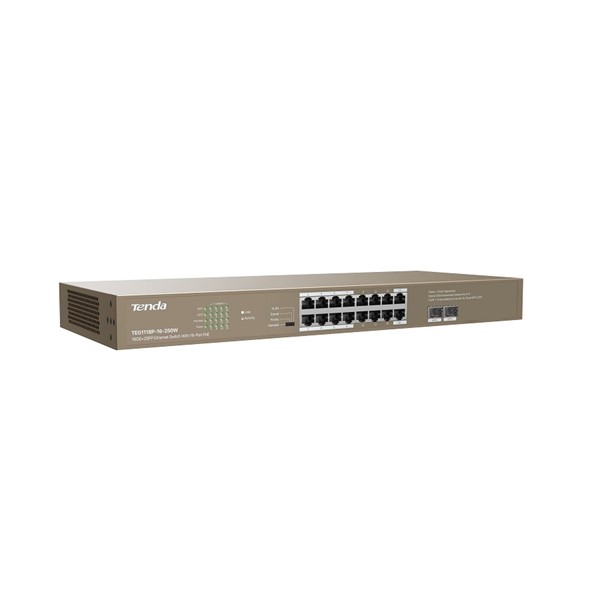 resimler/genel/TENDA 16port 250w FULL PoE TEG1118P-16-250W GIGABIT 2X SFP Yönetilemez Switch