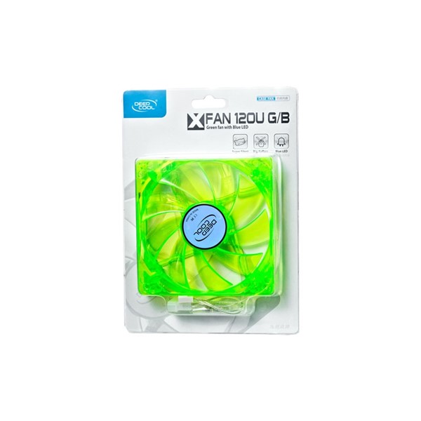 resimler/genel/DEEPCOOL XFAN120U-G/B Yesıl Uzerıne Mavı Ledlı Kasa Fanı 120Mm
