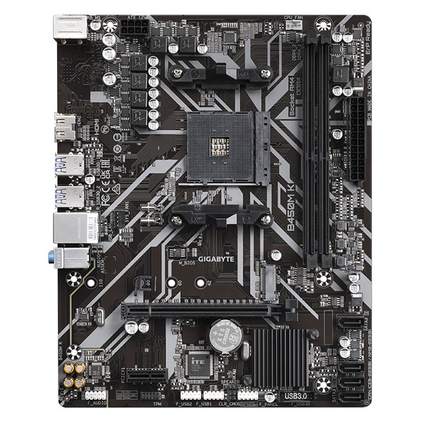 resimler/genel/GIGABYTE B450M-K DDR4 M2 PCIe NVME HDMI PCIe 16X v3.0 AM4 mATX