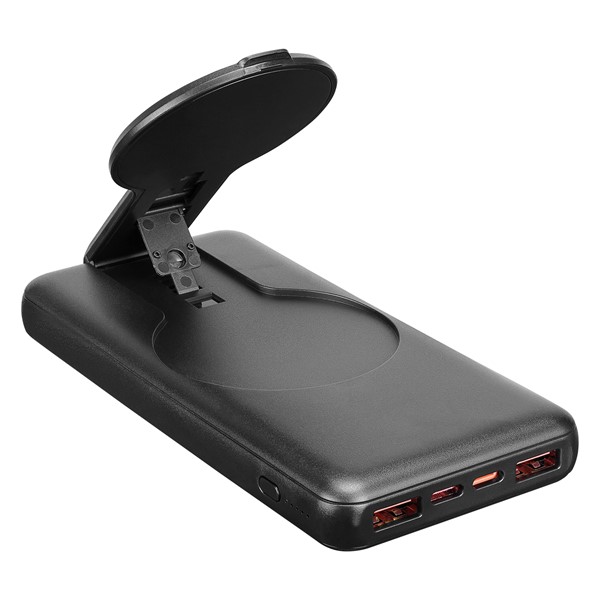 resimler/genel/S-link P110 10000mAh PRM PD22.5W+QC3.0 Magsafe 15W Kablosuz Standlı Siyah Taşınabilir Pil Şarj Cihazı Powerbank
