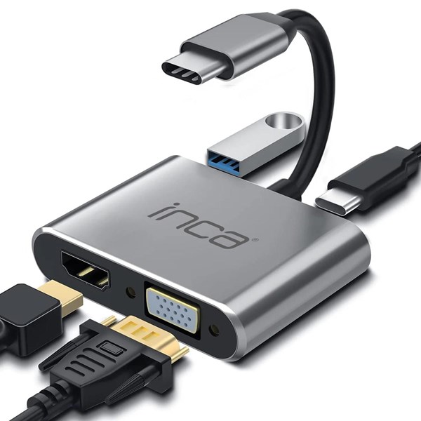 resimler/genel/INCA ITPC-06T 0.15metre TYPE-C - HDMI_VGA(D) Görüntü Adaptörü Gümüş 100W  