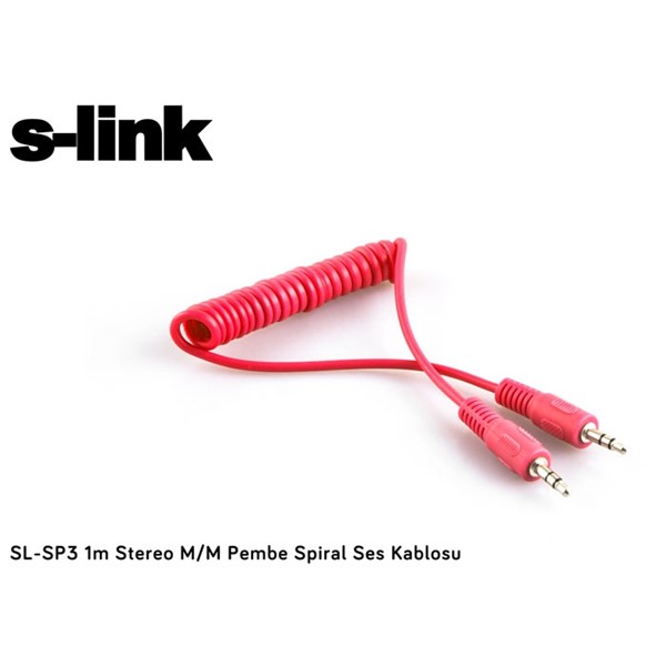 resimler/genel/S-link SL-SP3 1m Stereo M/M Pembe Spiral Ses Kablosu