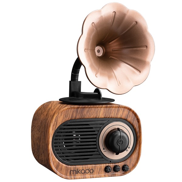 resimler/genel/Mikado MN-S19 Ahşap Usb+Aux+Tf Kart+Bluetooth Klasik RETRO GRAMOFON Müzik Kutusu
