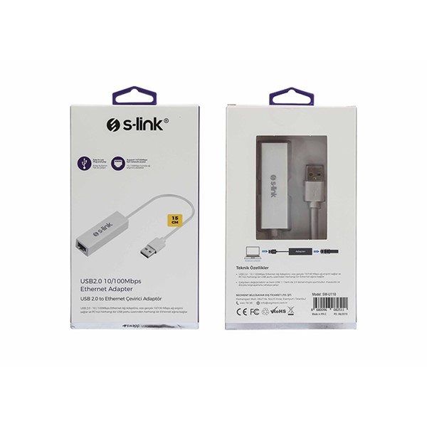 resimler/genel/S-link Swapp SW-U110 Beyaz Usb 2.0 to Ethernet Çevirici Adaptör