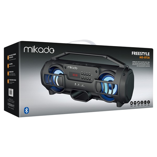 resimler/genel/Mikado MD-BT38 Freestyle Siyah Işıklı BT/TF/USB/AUX/TWS Kablosuz MP3 Oynatıcı Hoparlör