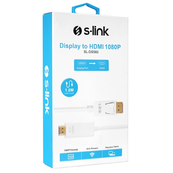 resimler/genel/S-link SL-DS560 Display TO HDMI 1,8 MT 1.8m Kablo