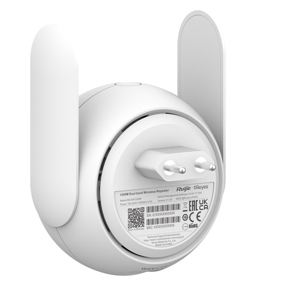 resimler/genel/RUIJIE RG-EW1200R AC1200 Dual Band Mesafe Genişletici EV Ofis Tipi Priz Tip