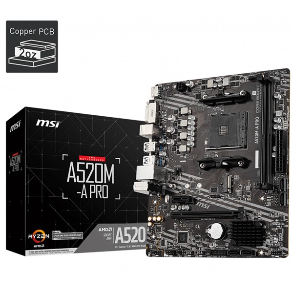 resimler/genel/MSI A520M-A PRO DDR4 M2 PCIe NVME HDMI DVI PCIe 16X v3.0 AM4 mATX