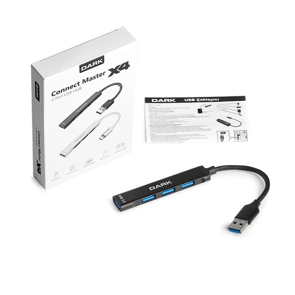 resimler/genel/DARK Connect Master X4 DK-AC-USB310 4port USB 3.0 Siyah USB Çoklayıcı Hub