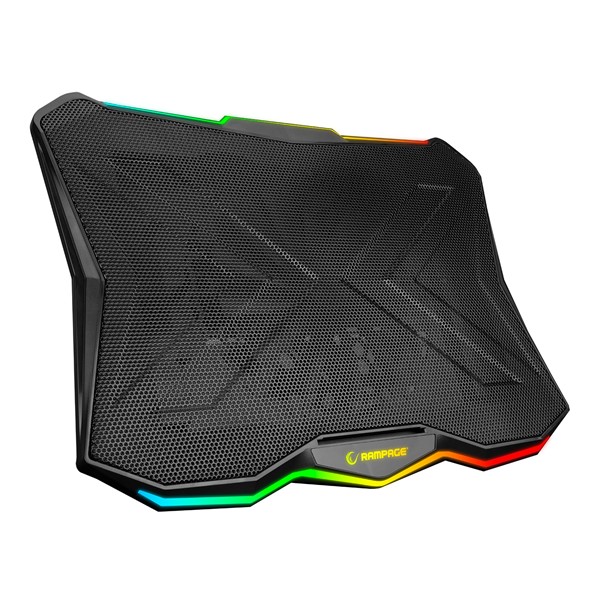 resimler/genel/Rampage AD-RC8 SHOWY Siyah 180mm Fan 15''-17'' RGB Işıklı Notebook Soğutucu Stand