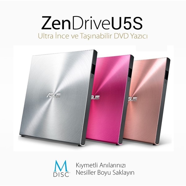 resimler/genel/Asus Zendrive-U5s Sdrw-08U5s-U Harici İnce Dvd Yazıcı  M-Disc Destekli  Metal Kasa