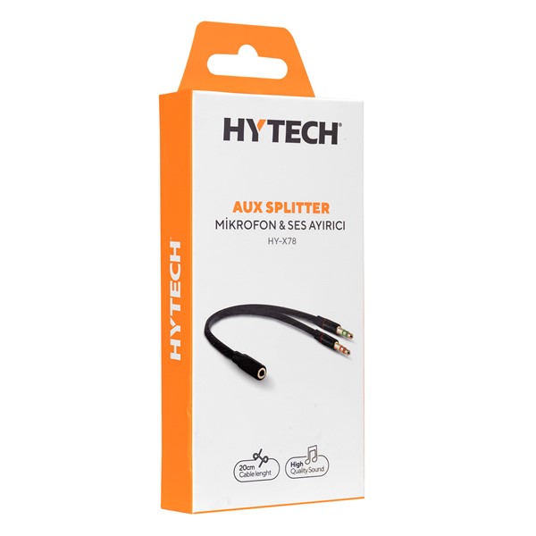 resimler/genel/Hytech HY-X78 Siyah 3.5mm to Audio + Mic 0.15m Kulaklık Çevirici