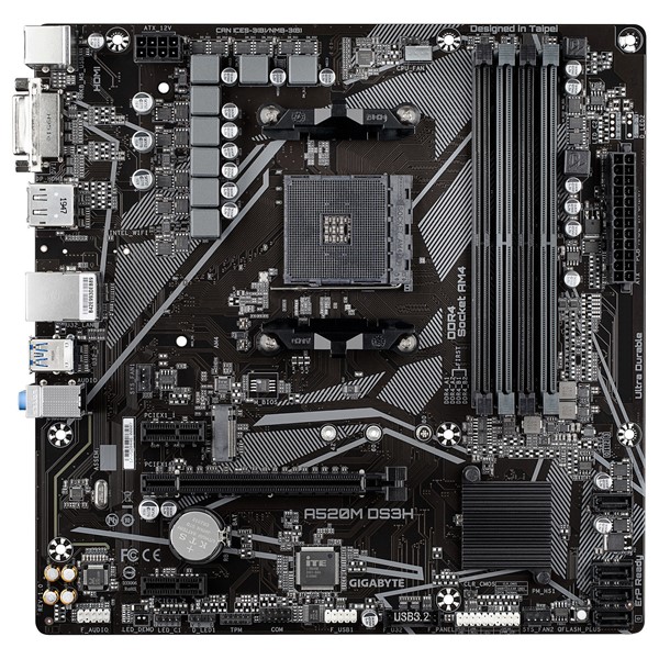 resimler/genel/GIGABYTE A520M-DS3H DDR4 M2 PCIe NVME HDMI DVI DP PCIe 16X v3.0 AM4 mATX