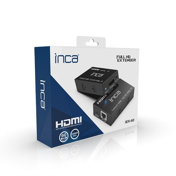 resimler/genel/INCA 1port IEX-60 1port HDMI (giriş) 1port Ethernet (Cat6) HDMI Repeater 60metre mesafeye kadar