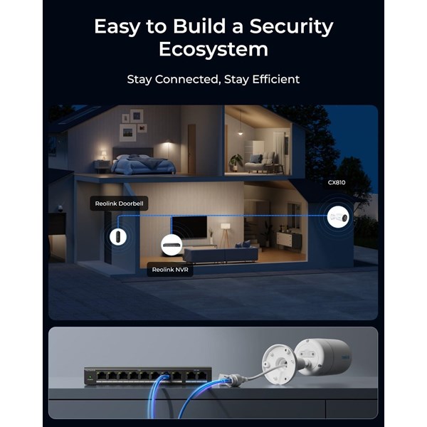 resimler/genel/REOLINK 8MP BULLET 4MM CX810 IP Güvenlik Kamerası PoE IP67, ColorX