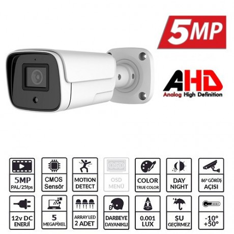 EZCOOL 5MP EZ-4040HD 3.6MM 40metre AHD BULLET KAMERA