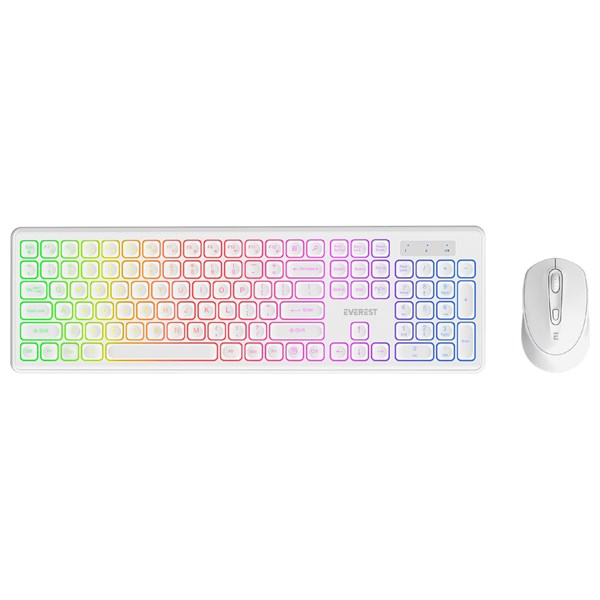 Everest KM-319BT Beyaz 2.4G+BT1+BT2 Çoklu Cihaz Bağlantılı Q Set Kablosuz Klavye + Mouse