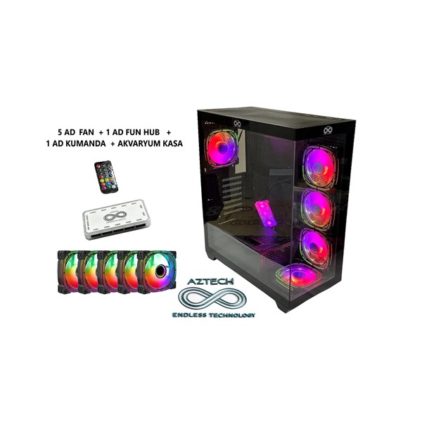 AZTECH AZT101 B Gaming Mid-Tower PC Kasası RGB Switch	