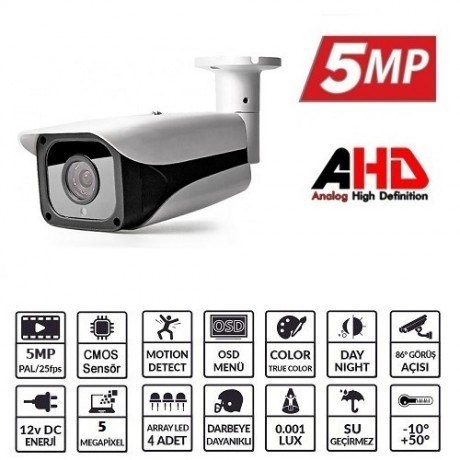 EZCOOL 5MP EZ-5550HD 3.6MM 60metre AHD BULLET KAMERA