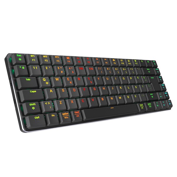 RAMPAGE W-GRANITE Siyah/Gri Low Profile BLUE SWITCH Q RGB Kablosuz+ BT Mekanik Gaming Oyuncu Klavye