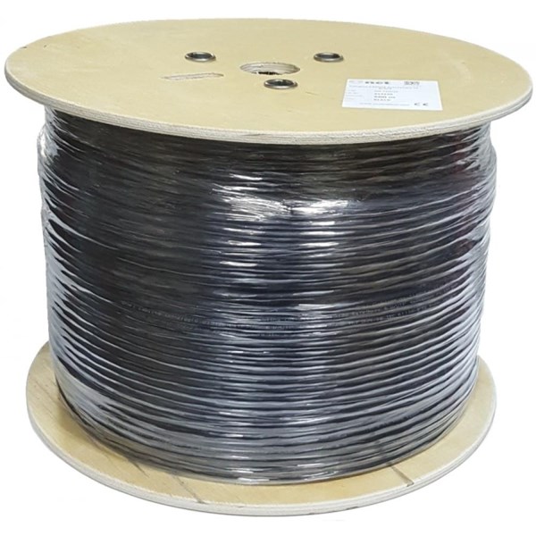 AGER CAT6 Utp 23AWG Siyah 500m Makara Saf Bakır Outdoor Kablo 0.55mm AC-600-5-OD